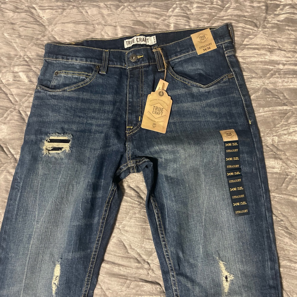 ✨NWT True Craft Denim Blue Jeans. Straight Leg Size: 34/32💫